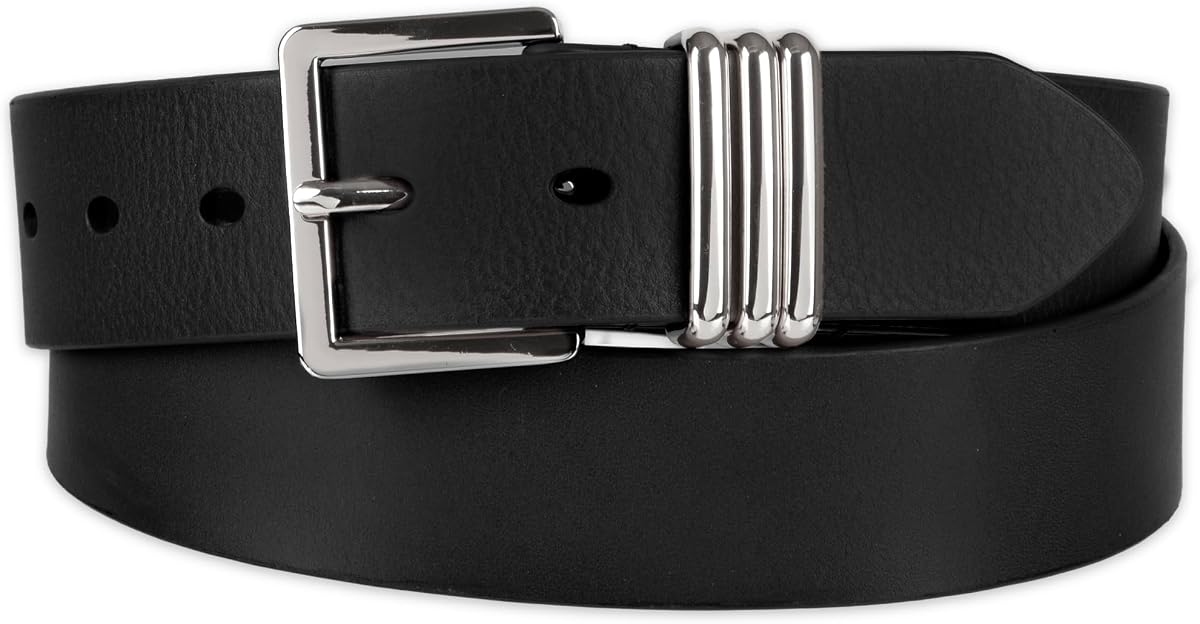 Tommy Hilfiger Cinturón informal de piel auténtica con triple bucle de metal para mujer, para vaqueros, pantalones y vestidos