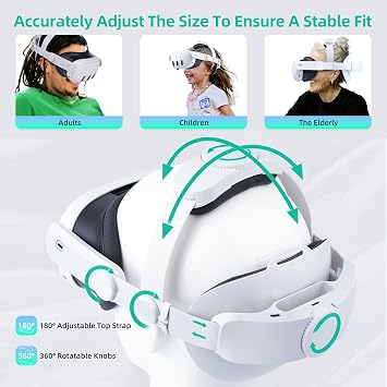 Noiposi Head Strap for Meta Quest 3s/3/Quest 2,Double Knobs Adjustable Elite Strap Replacement, VR Headset Accessories Strap Enhanced Support&Comfort&Reduce Pressure Extend Playtime for Oculus