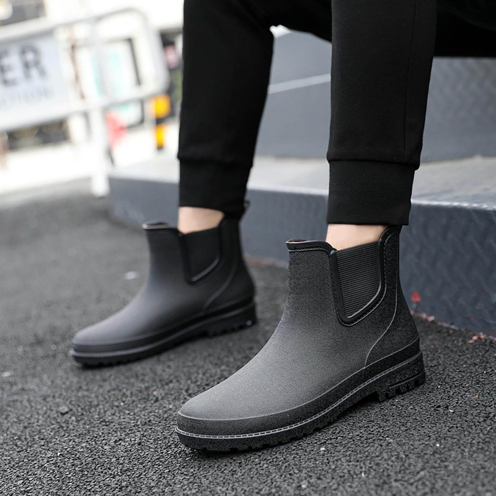 Generisch Bottines de pluie pour homme - Imperméables - En caoutchouc - Antidérapantes - Légères à enfiler - Douces et confortables - Pour le jardin, la sécurité et la pêche