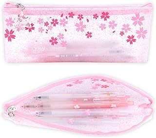 BelugaDesign Sakura Pouch | Pen Pencil Makeup Toiletry School Supplies Travel Bag | Cherry Blossom Japanes Anime Pink Clea...