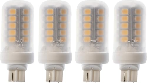 Newhouse Lighting Bombilla LED T5-3018-4, 3 W (equivalente a 18 W), luces halógenas de repuesto T5, 280 lúmenes, 12 V, 3000 K, blanco, paquete de 4