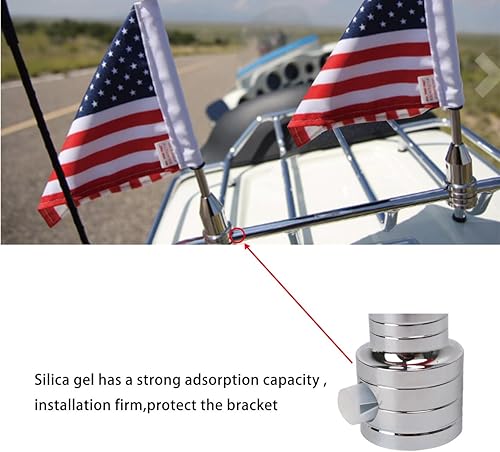 Miniatura 9 de Soporte de asta de bandera cromado para motocicleta de acero inoxidable con bandera de Estados Unidos de 6 x 9 pulgadas para Harley Davidson (1 par)
