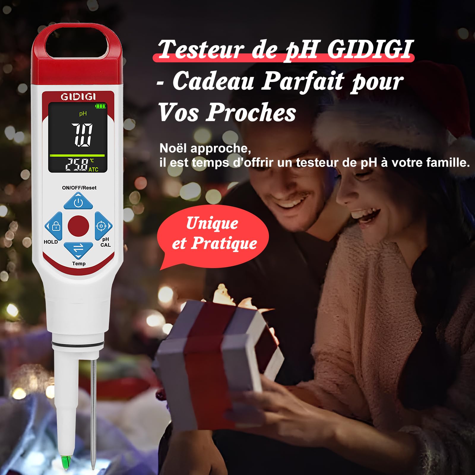 pH-mètre pour fermentation alimentaire, testeur de pH à sonde avec écran couleur (avec compensation automatique de température) pour cosmétiques, levain, viande, fromage, conserves, légumes marinés