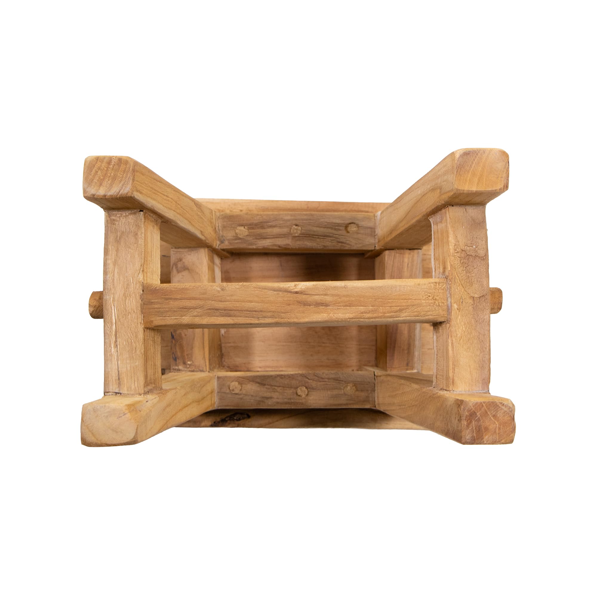mgc24 Tabouret en teck naturel 30 x 20 x 25 cm - Tabouret en teck massif pour salon, salle de bain et jardin - Fait à la main, stable et décoratif - Tabouret pour plantes