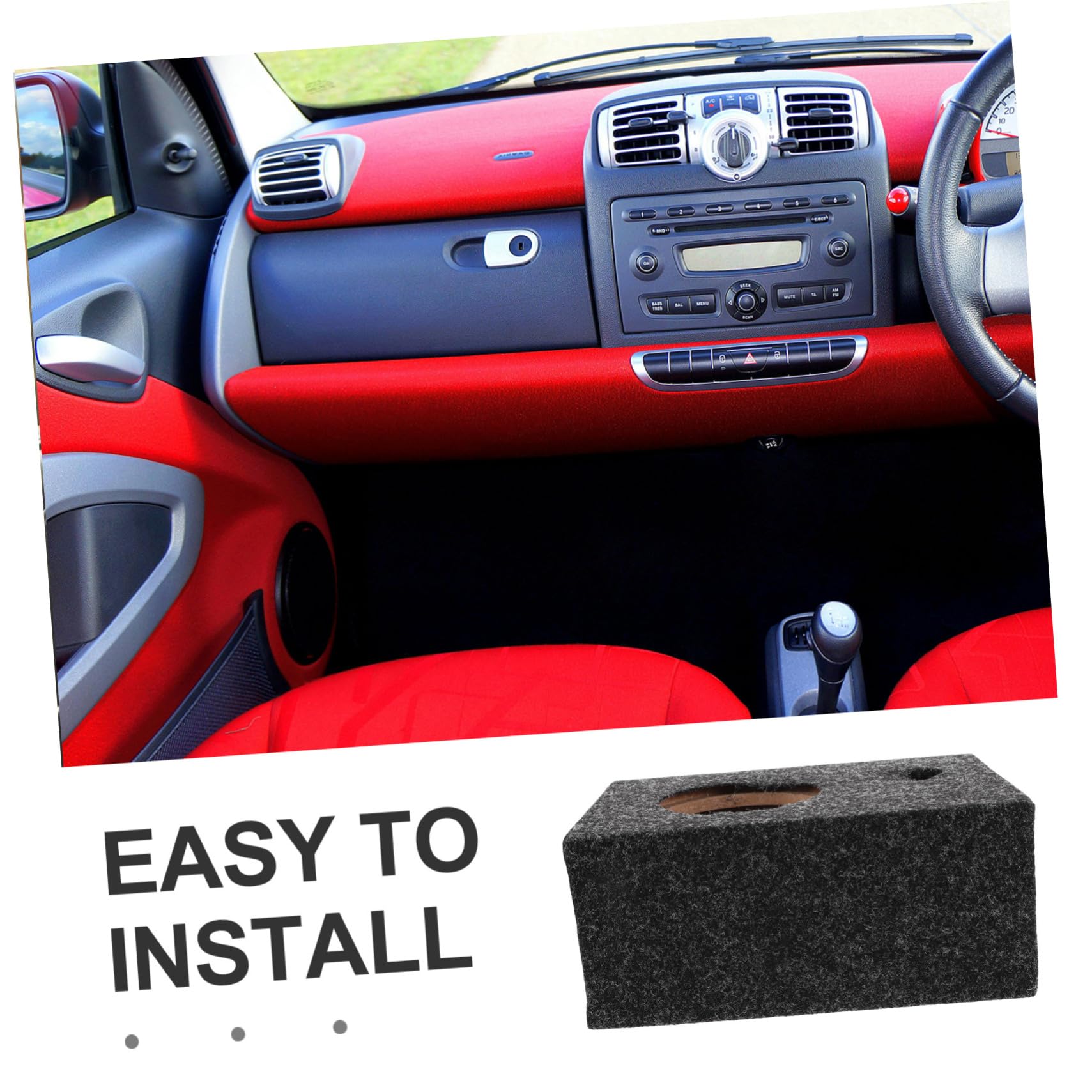 Caja de Subwoofer Alfombrada Ultradelgada 5 Pulgadas para Automóvil, Caja de Altavoces de Audio Vehicular Puertos para Tweeter y Amplificador, Compatible para Instalación DIY