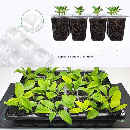 Miniatura 9 de CANNABMALL Bandeja de inicio de semillas con alfombrilla térmica de plántulas, diodos Samsung LM281B Light de crecimiento, bandejas de inicio de