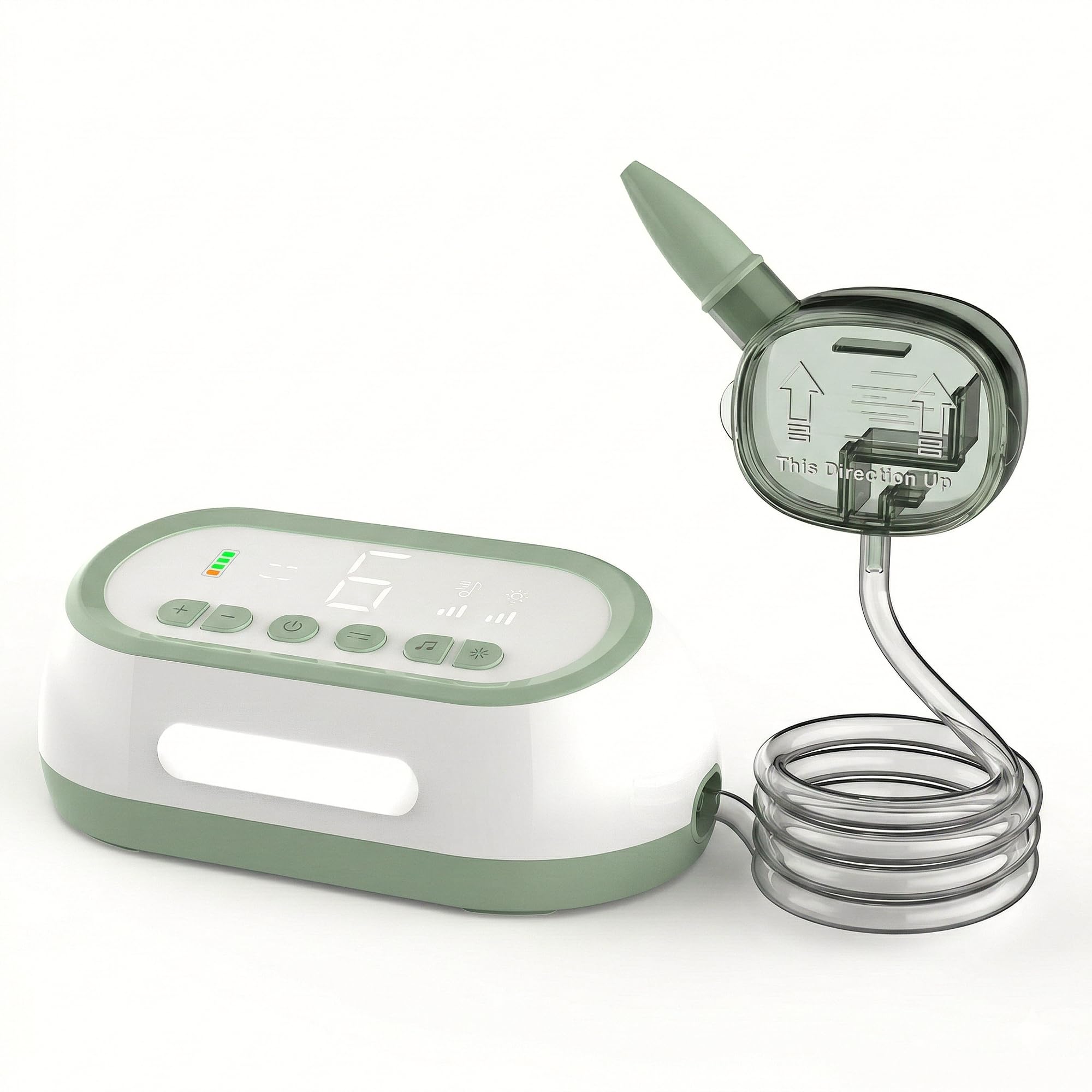 Aspiratore Nasale Elettrico NuvioTech, per Neonati e Bambini, ricaricabile, Funzione aspirazione pulsata, Display Digitale, Funzione Musicale e Luminosa, Include 50 Filtri e Accessori