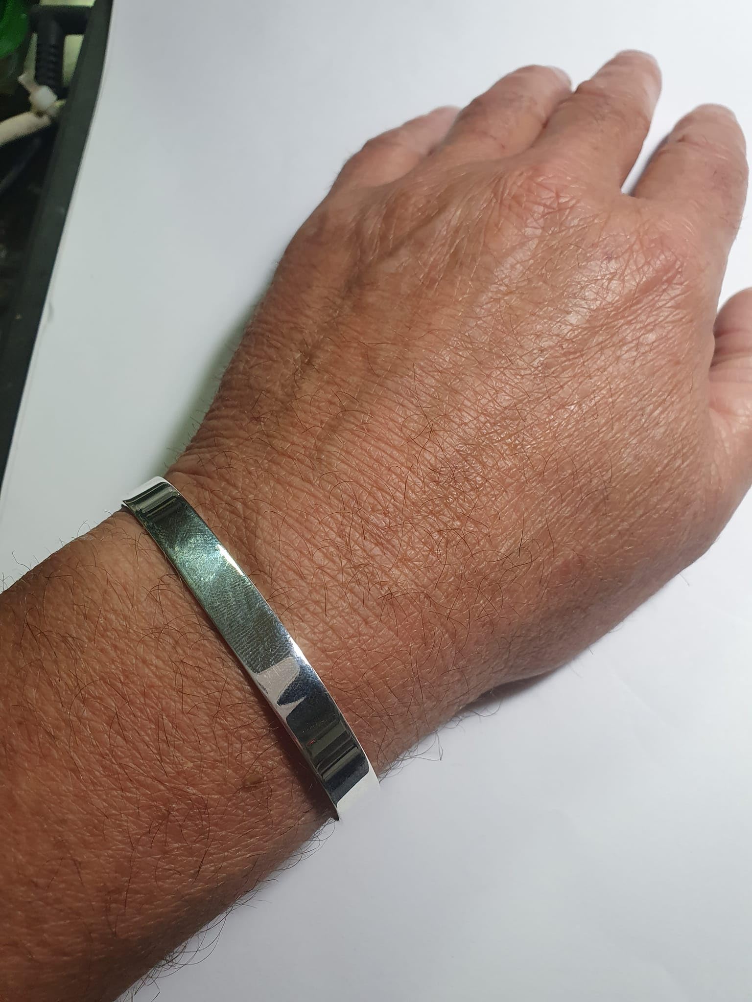 1 bracciale rigido argento 925 unisex largo 8 mm spessore 1,3 mm, SU RICHIESTA INCISIONE PERSONALIZZATA NOME