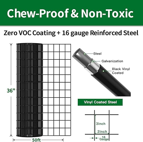 Miniatura 27 de AMAGABELI GARDEN & HOME Valla de alambre de soldadura de 36 pulgadas x 50 pies, 2 pulgadas x 4 pulgadas, tela galvanizada de hardware de calibre 14