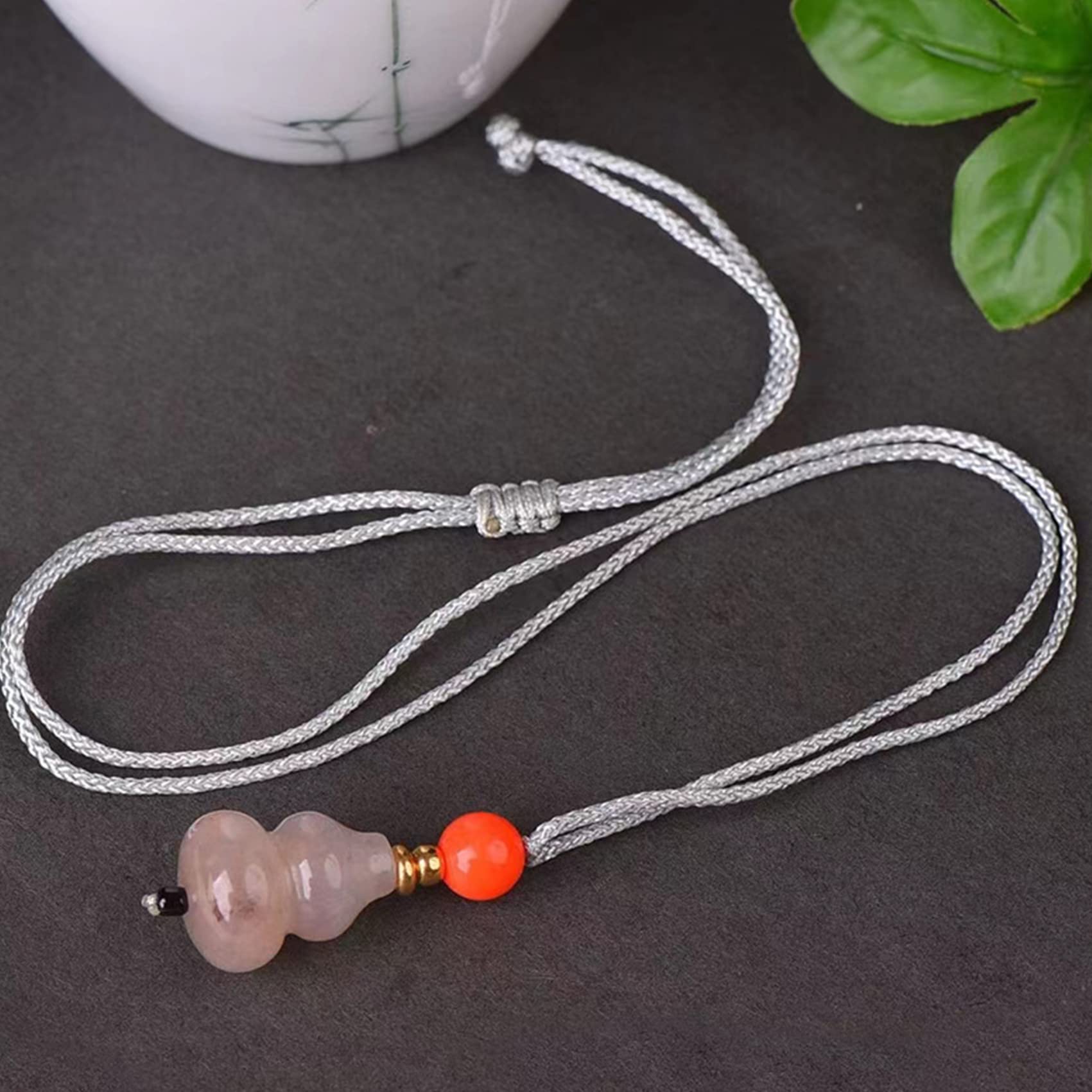 collar de jade verde, Collar de jade hetiano de nefrita natural con colgante de calabaza Wu Lou/Collar Feng Shui for mujer, amuleto de jade, collar largo del año del tigre 2022, regalos que atraen riq