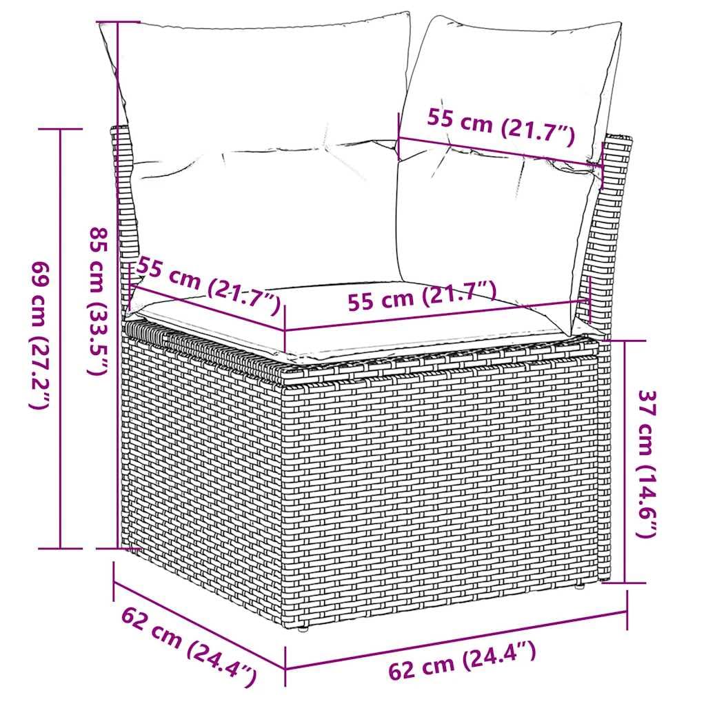 11-TLG Garten-Sofagarnitur mit Kissen Beige Poly Rattan wetterfestes Polyrattan Geflecht Sitzgruppe für Terrasse Balkon Veranda mit Tisch, Fußhocker, Regal