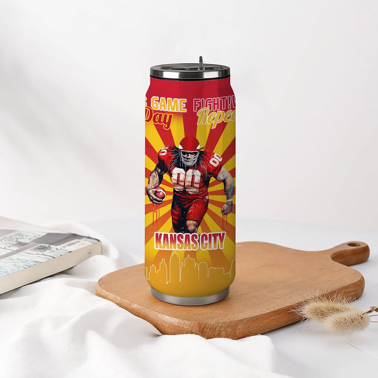 Football Tumbler Cup Travel Mug With Lid,Football Lover Gifts Stainless Steel Vacuum Tumbler Football Team Fans Coffee Mug Cup Gifts For Women Men 17 Oz - Image 6