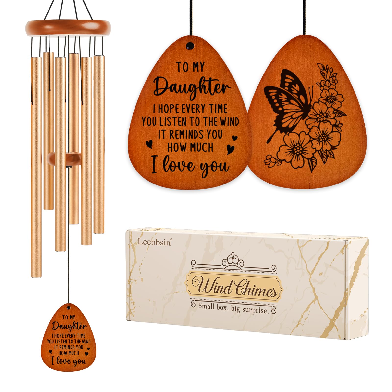 Gifts for Daughter, Daughter Wind Chimes, Best Gift for Daughter, Birthday Gift for Daughter from Mom Dad, Love Reminder Gifts for Wedding, Christmas, Mother's Day-Large 36"