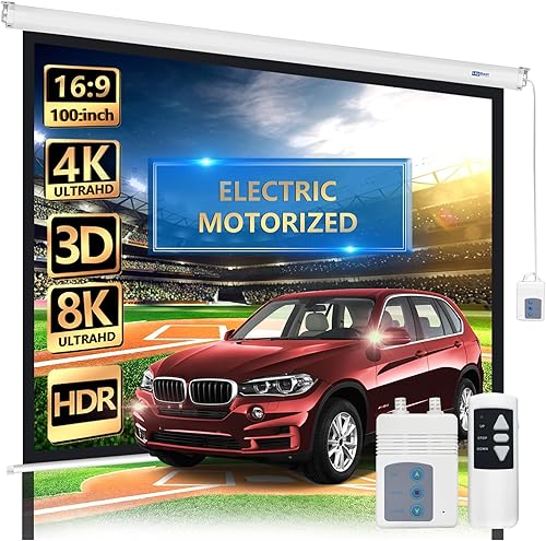 Pantalla de proyector motorizada de 100" - Pantalla de películas para interiores y exteriores Pantalla eléctrica de 100 pulgadas 169