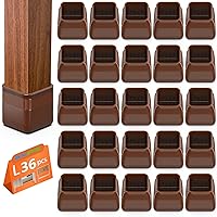 Vista 32 de BAIPOK 36 piezas de protectores cuadrados para patas de silla, protectores de patas de silla de silicona para suelos de madera dura, almohadillas