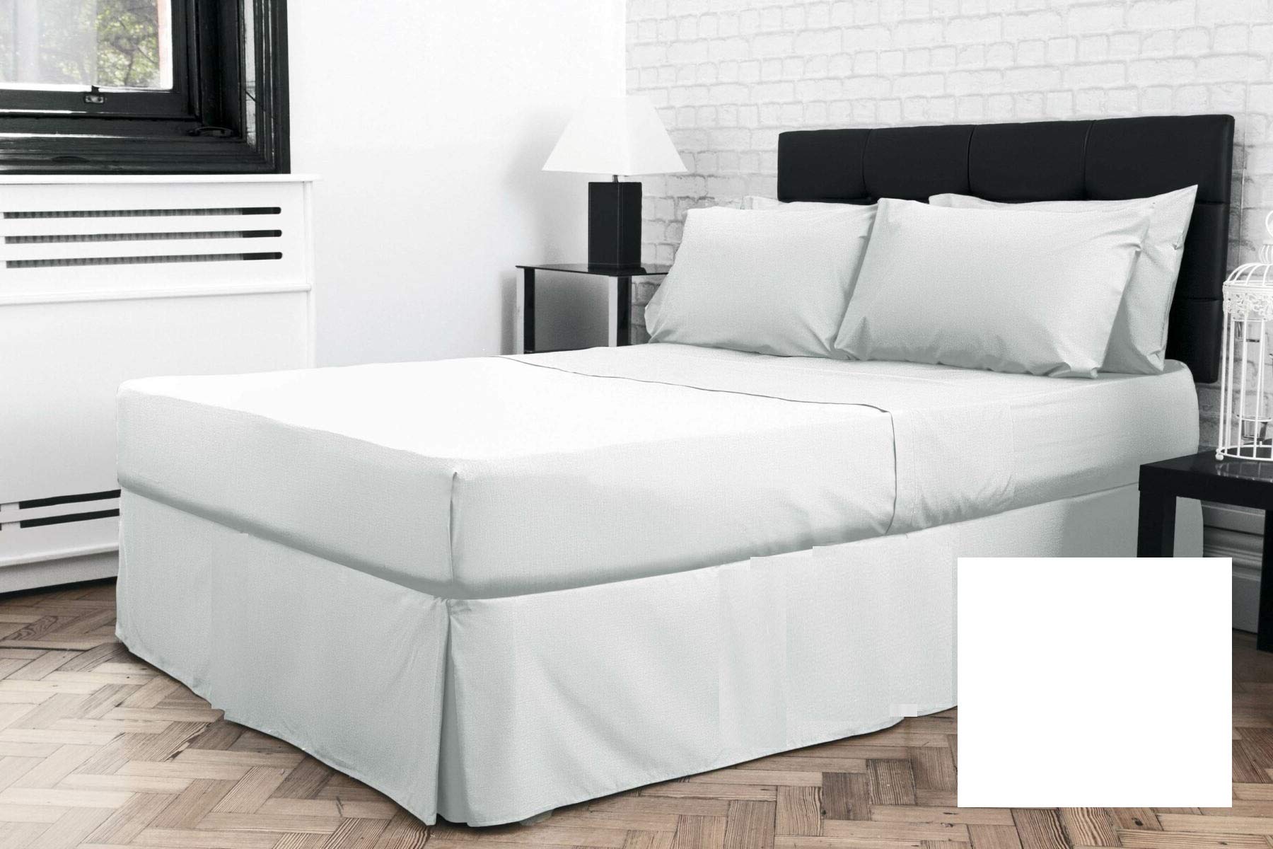 Bedtime Comforts Ltd White Small Single Bed 2'6" X 6'3" (30" X 75") Pleated Base Platform Valance Sheet (Under Mattress) (White)