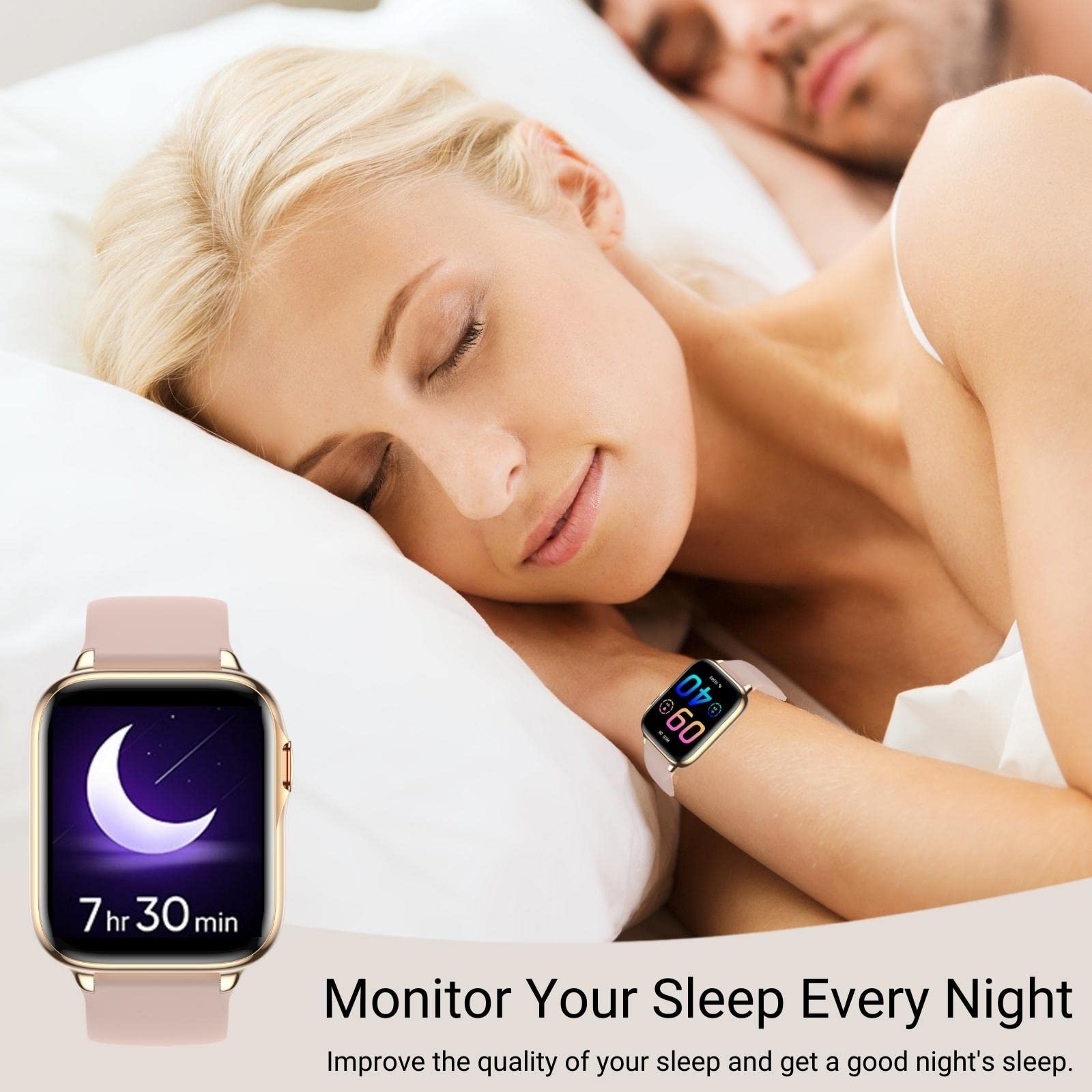 Smartwatch Chiamata Bluetooth e Risposta Vivavoce, 43mm schermo, SpO2 Cardiofrequenzimetro, 3ATM impermeabile 21 Modalità Sport per Android/iOS
