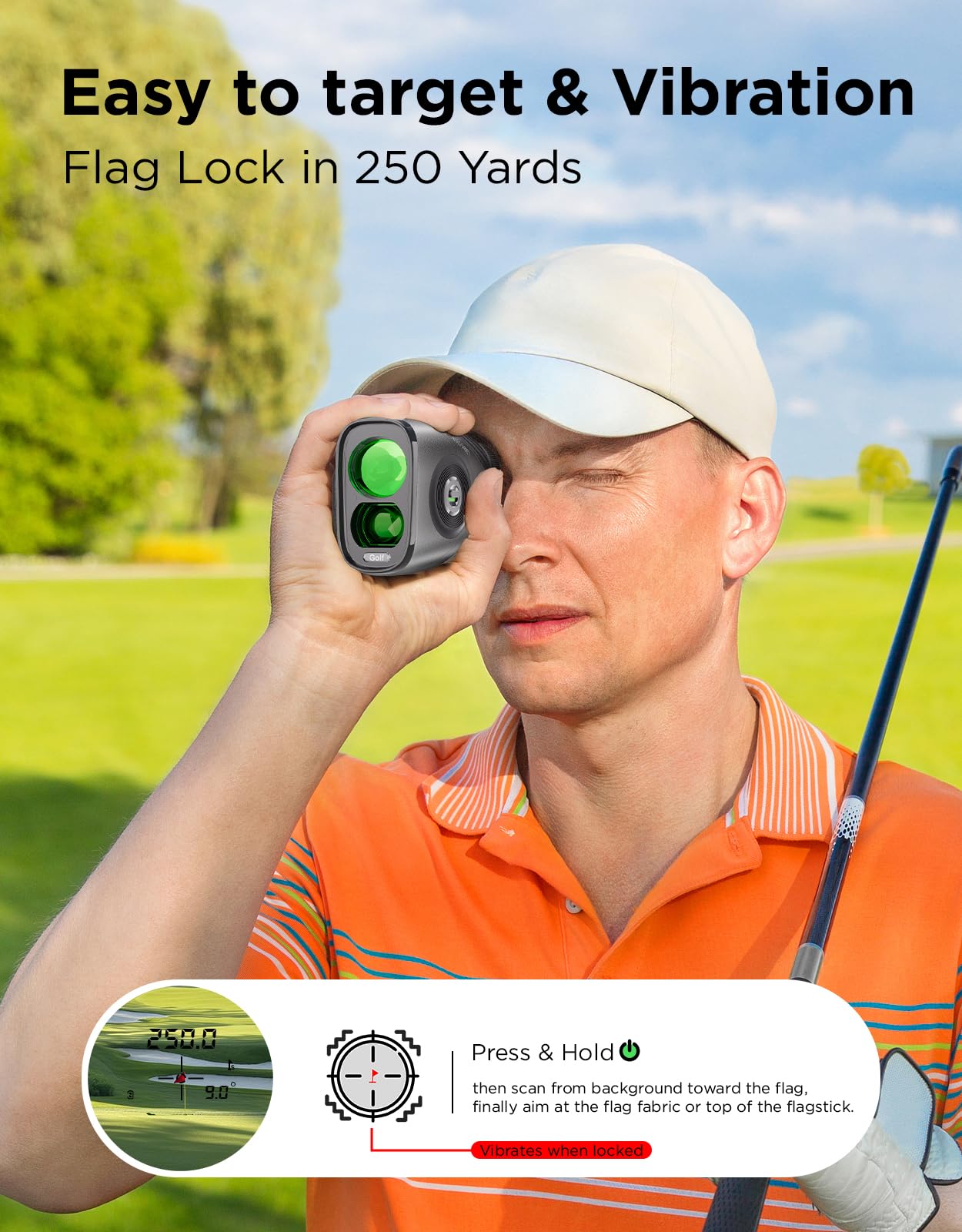 Telémetro de golf con pendiente, telémetro láser de 1200 años para golf, aumento 7X, bloqueo de bandera con vibración, soporte magnético para carrito, pantalla ultra clara, recargable por