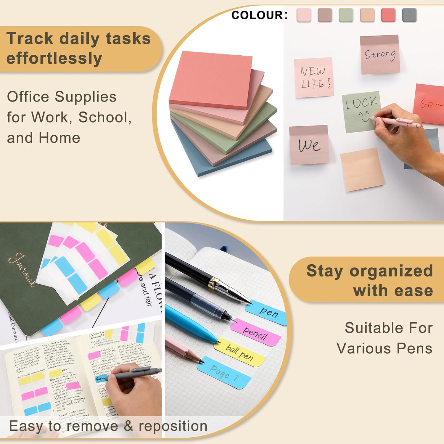 Stationery Set for Women, Journaling Kit, 3PCS A5 Spiral Notebooks, Gel Pens, Steel Bookmark, Sticky Notes & Tabs, Gift Box - Aesthetic Gift Set for Work Students School Office Supplies - Image 6