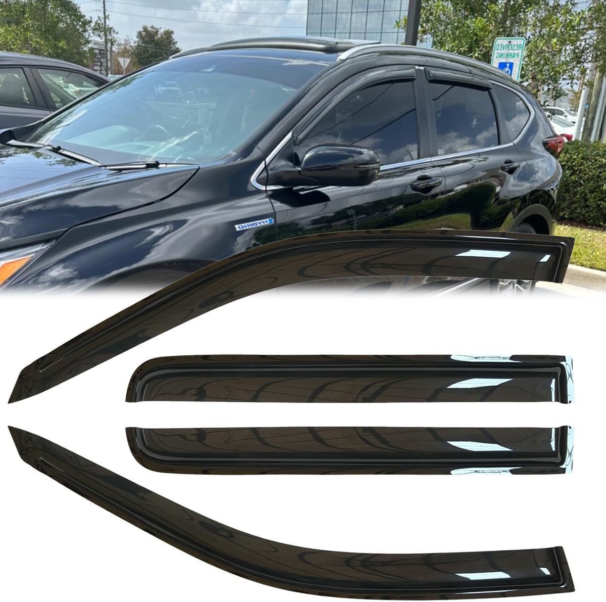 4pcs Original Shatterproof Rainproof Side Window Wind Deflectors for 2017-2022 Honda CR-V,Tape-on Sun Rain Guards Sets,Nice Window Visors for Cars,Vent Deflector for CR-V 17-22 94269