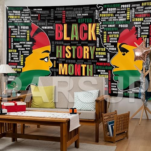 Miniatura 5 de Pancarta de fondo del mes de la historia negra, 78 x 43 pulgadas, tamaño grande, pancartas de fondo rojo, naranja y verde, suministros de decoración