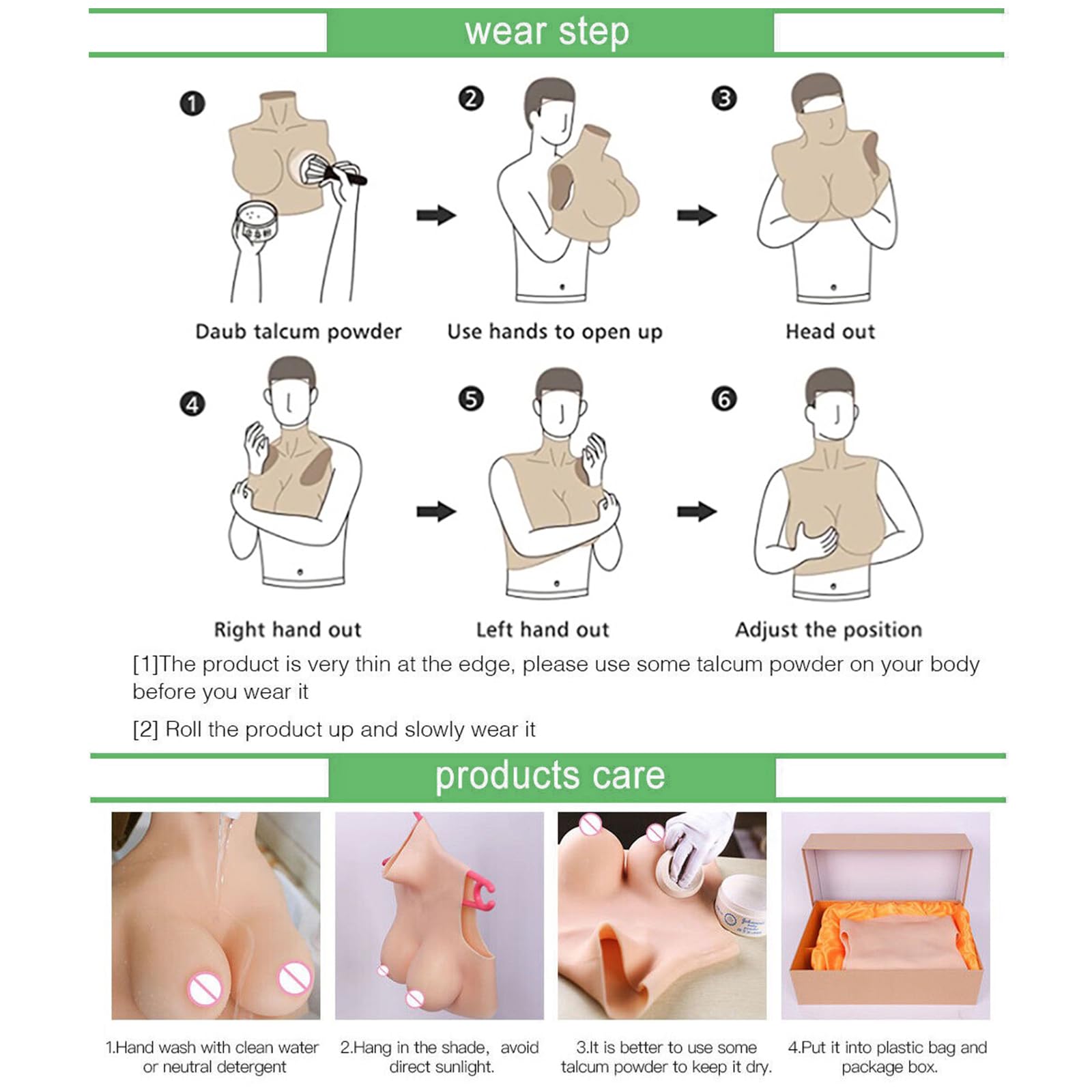 silicone Breast shape panel pour faux seins artificiels pour la mastectomie transgenre (Beige, K silicone)