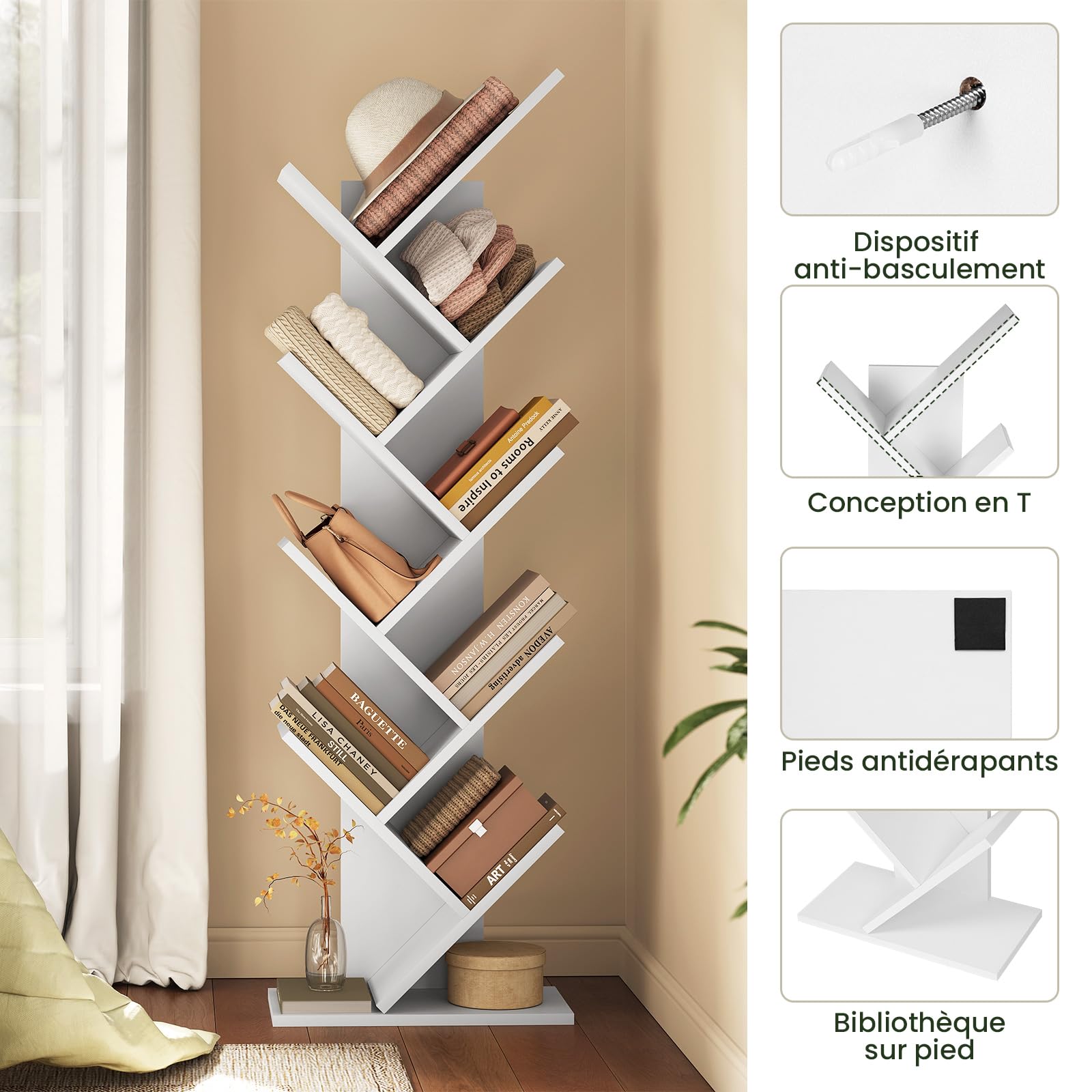 EUGAD Bibliothèque, en Forme d'arbre, 8 Niveaux