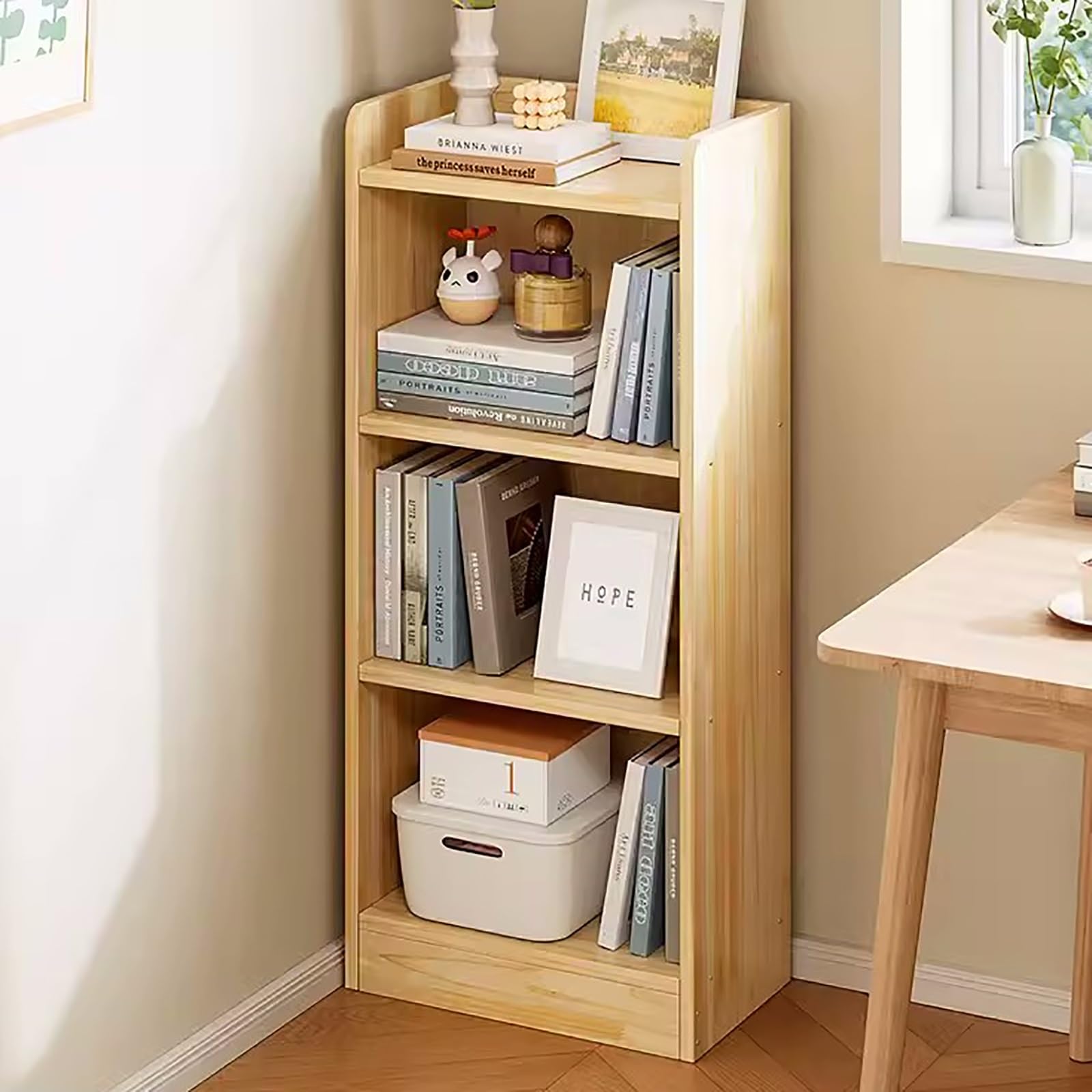 XTRYBHD Narrow Bookcase, Corner Bookshelf 3 Tier, Multi-Space