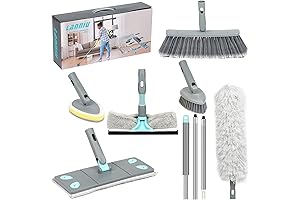 Broom and Mop Set, Detachable Broom Mop Combo for House Cleaning, Collapsible...