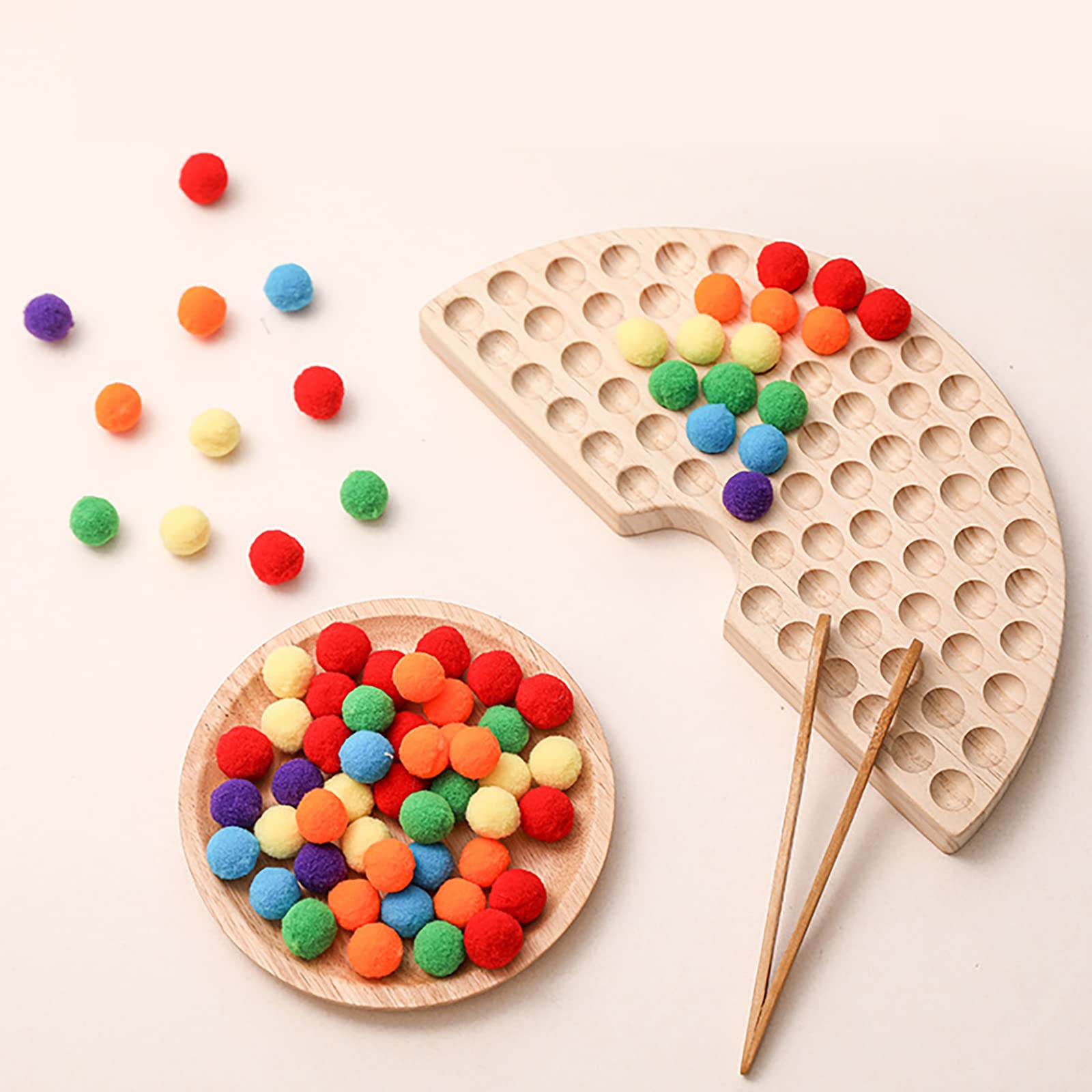 Amazon | 箸トレーニングおもちゃ 虹の積み木 木製パズル 形合わせ