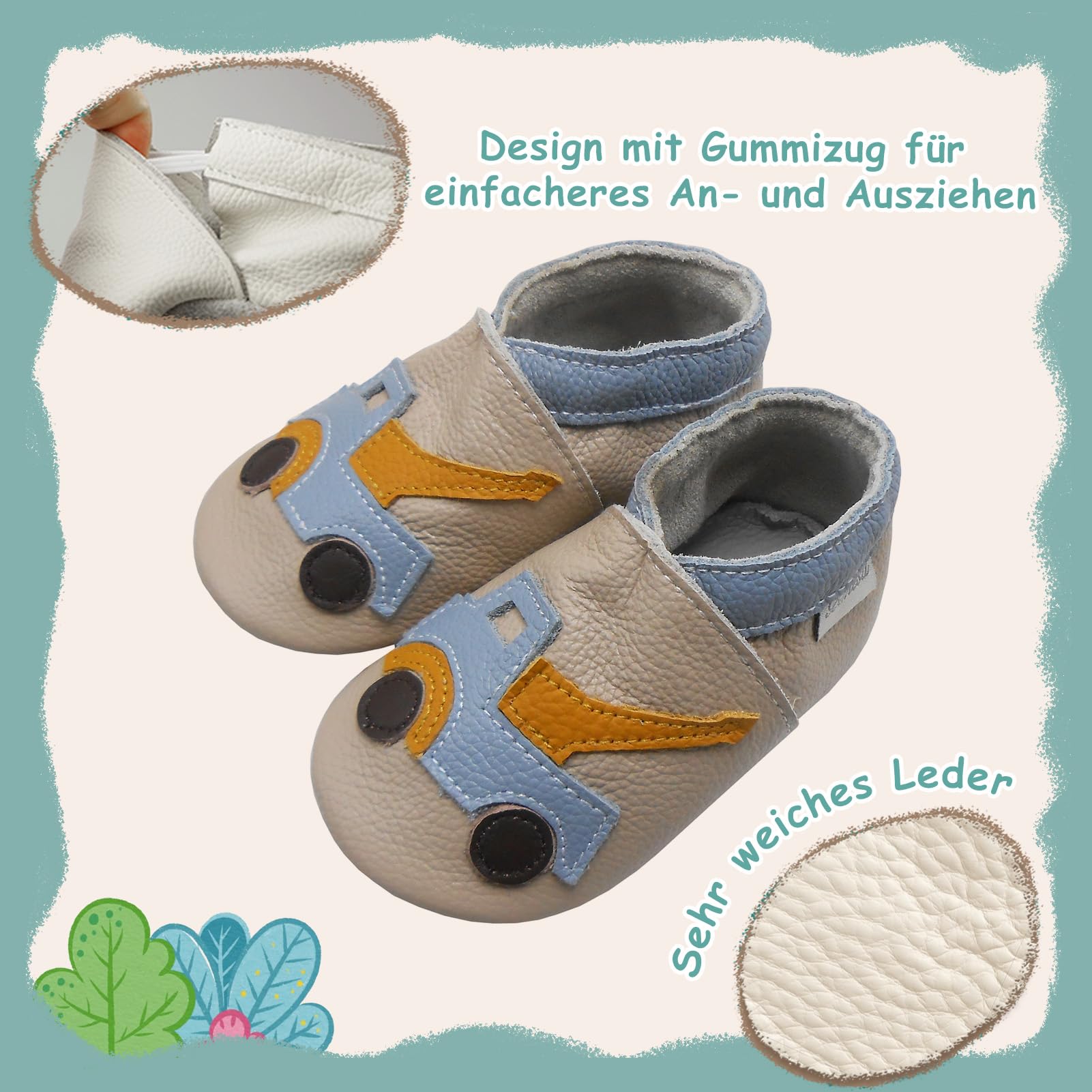 Bemesu Obuwie dziecięce, miękkie skórzane buty do nauki chodzenia, zamszowa podeszwa, buty chłopięce, buty dziewczęce, 0-6 miesięcy, 6-12 miesięcy, 12-18 miesięcy i 18-24 miesięcy