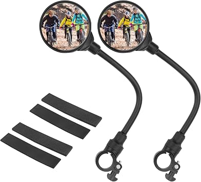 HOMEE Bike Mirror, 2 Pack Rear View Mirror 360Rotatable Shockproof Adjustable Handlebar Bicycle Rearview Mirrors for Mountain Road Bike Electric Bicycle