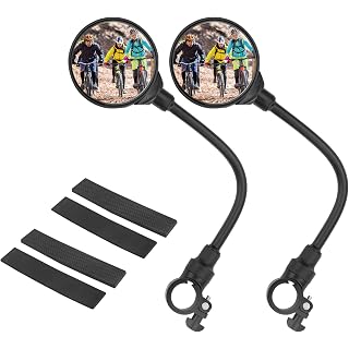 HOMEE Bike Mirror, 2 Pack Rear View Mirror 360°Rotatable Shockproof Adjustable Handlebar Bicycle Rearview Mirrors for Mountain Road Bike Electric Bicycle