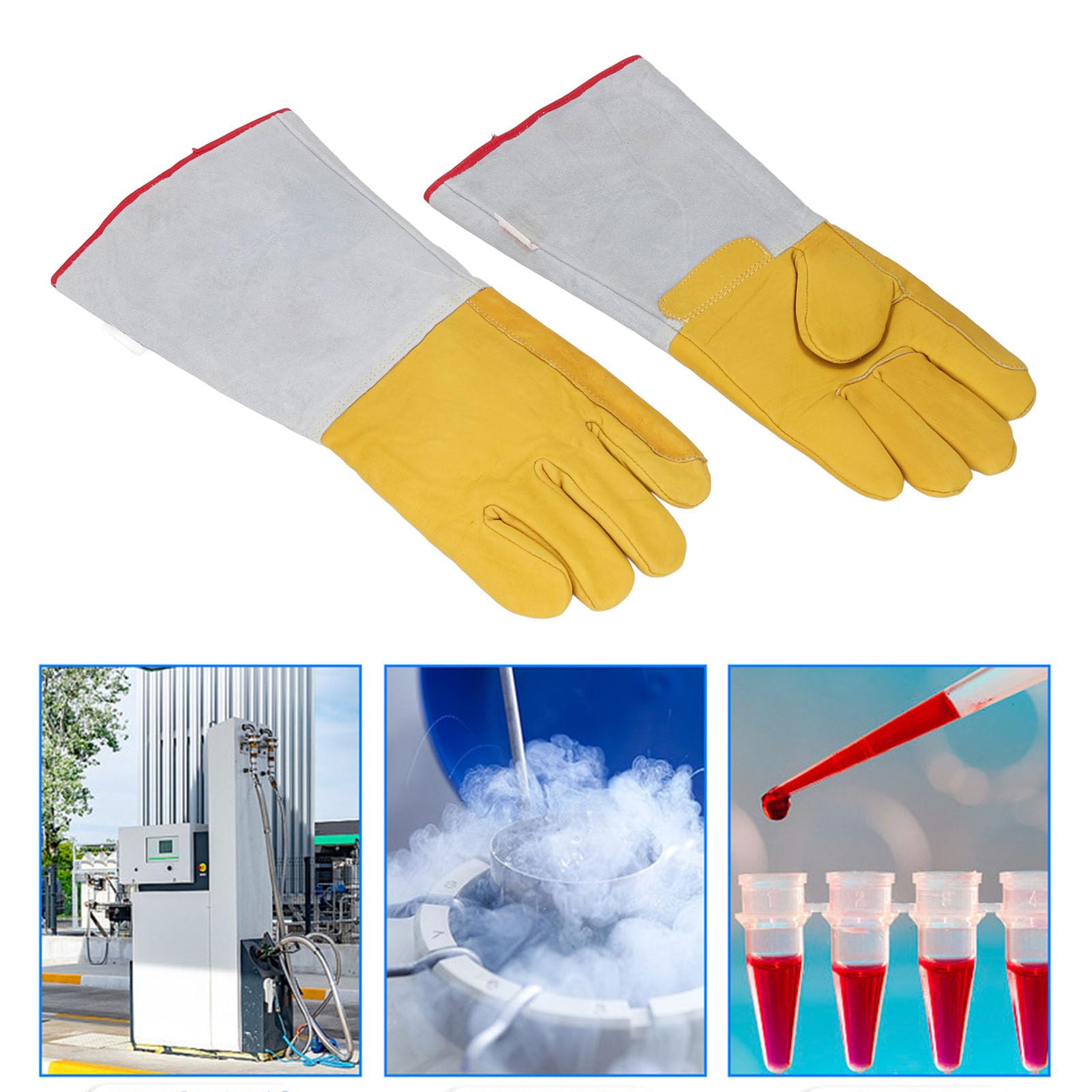 320 ℉ Guanti Protettivi per Basse Temperature, Guanti Criogenici in Pelle Impermeabili di Sicurezza Guanti Azoto Liquido LN2 per Conservazione Frigorifera di Azoto Liquido con