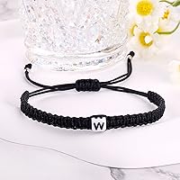 Vista 117 de Initial Bracelets for Couples Women Men Initial Charm Handmade Rope Braided Letter Bracelet for Teens Adjustable Jewelry Father's Day Gifts for Him