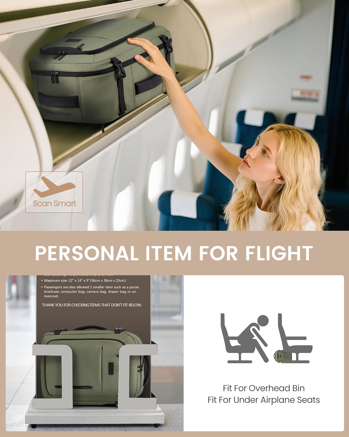 LOVEVOOK Travel Backpack for Women Men with Garment Bag, 50L Carry on Backpack as TSA Personal Item Flight Approved, Luggage Daypack Fits 17.3" Laptop, Overnight Business Weekender Travel Essential - Image 6