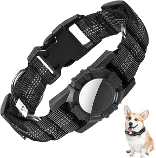 Upgraded Dog Collar for Airtag, Reflective Adjustable Pet Collar for Apple AirTags, Soft Nylon Dog Collars with Airtag Holder, Durable Dog Collar Accessores for Puppy Dogs Cat (S, 12.7-14.2in)