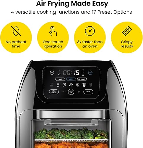 Miniatura 3 de CHEFMAN Freidora de aire digital multifuncional+asador, deshidratador y cocina eléctrica para huevos, caldera rápida para escalfar, vaporizador de