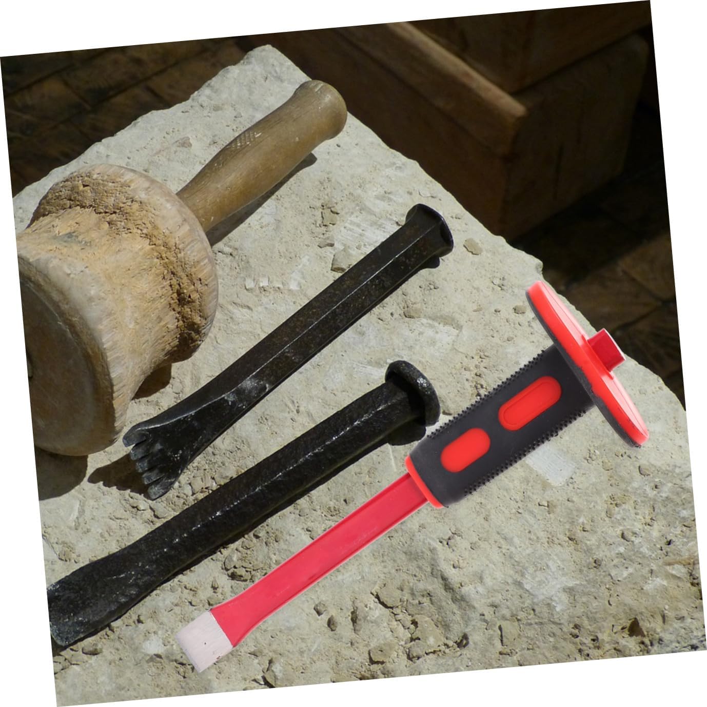 ABOOFAN Chrome Vanadium Masonry Chisel Set Flat Pointed Head Demolishing Chisels Hand Guard