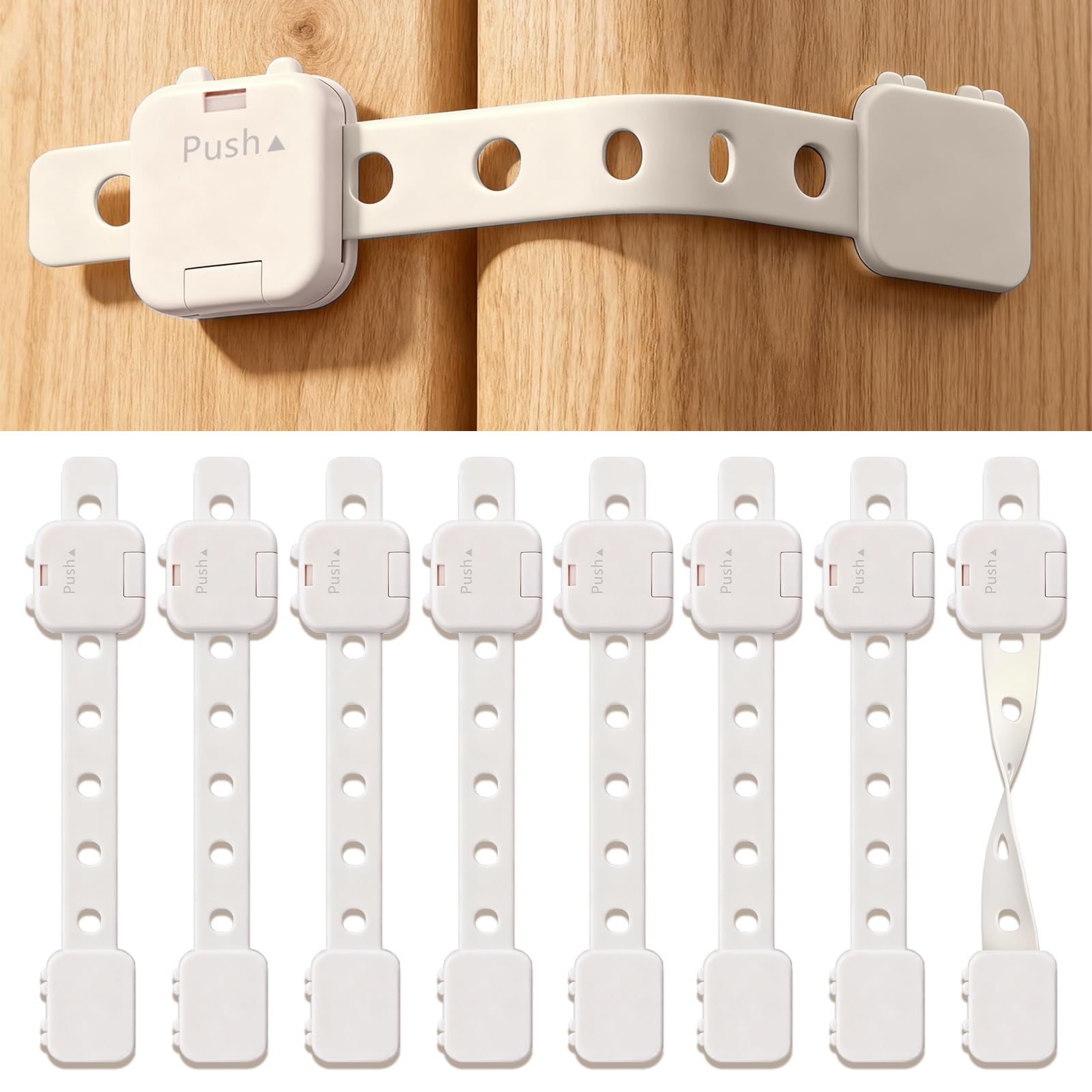 Hanqing 8 Pack Cupboard Locks for Children Adjustable Baby Proof Cupboards Locks, Child Locks for Kitchen Cupboards Drawer
