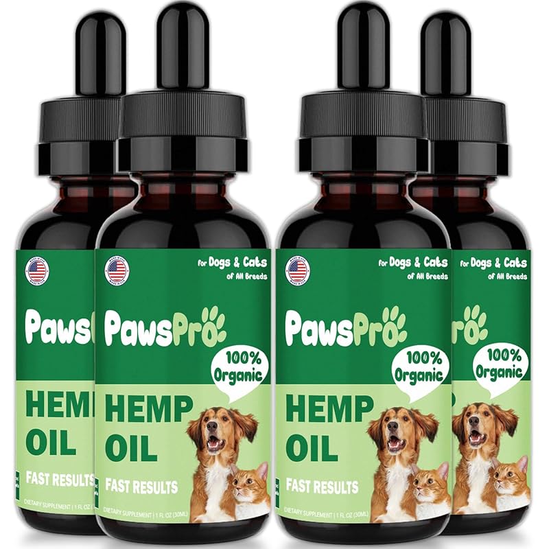 Óleo de cânhamo para cães e gatos PawsPro sem sabor FR-04 – Pacote com 4