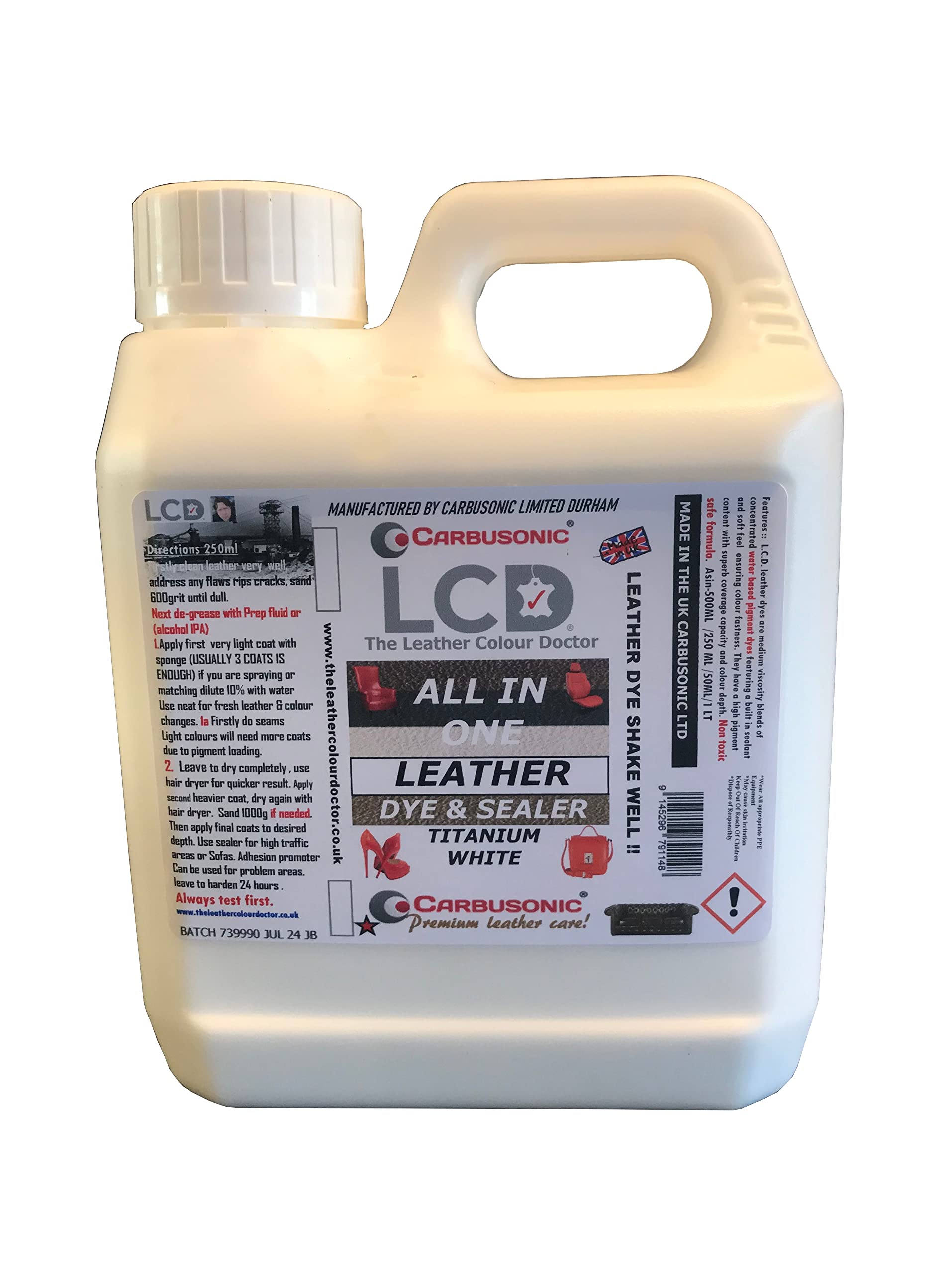 Carbusonic All in one Leather dye and sealant, Interior Leather Paint for Car Seats, Sofas, Arm Chairs, Shoes, Handbags & More. (Dark Grey, 500 ml) — view 9