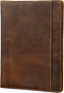 STILORD Josh Leder Aktenmappe Vintage mit Ringmechanik Dokumentenmappe DIN A4 Hochwertige Konferenzmappe 13,3 Zoll Echtleder Farbe:mittel - braun
