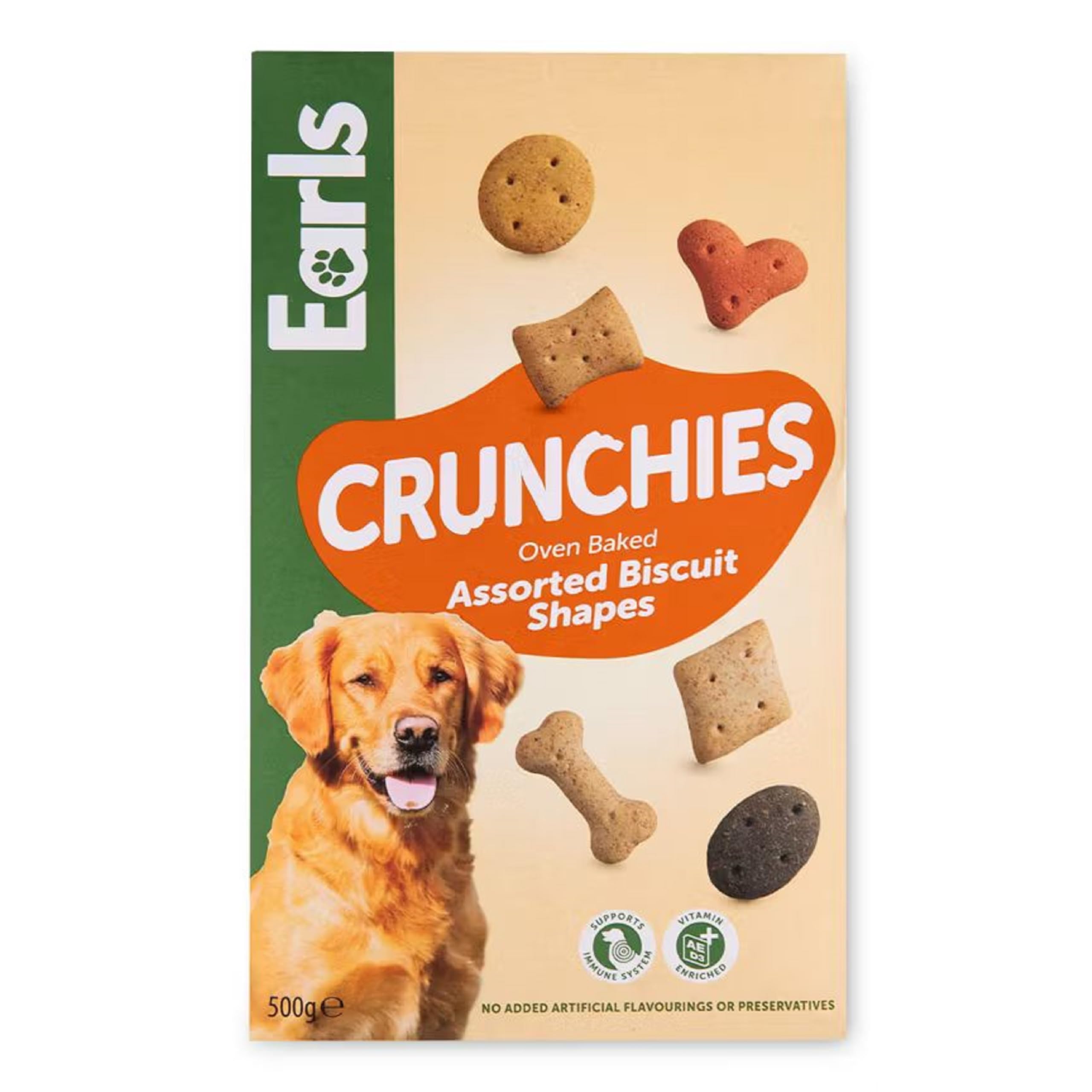 Ark Future Earls Biscuits CRUNCHIES Oven Baked for Dog - Assorted Biscuit Shapes for Adult Dogs, 500g - Healthy Dog Treats - No Added Artificial or Preservatives - Vitamin E