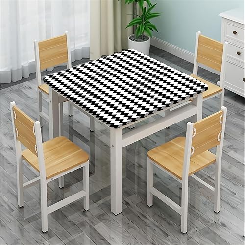 Miniatura 4 de Mantel cuadrado Chevron Zig Zags in Black and White Sharp Arrow lavable a prueba de derrames, se adapta a mesas de 48 x 48 pulgadas, para