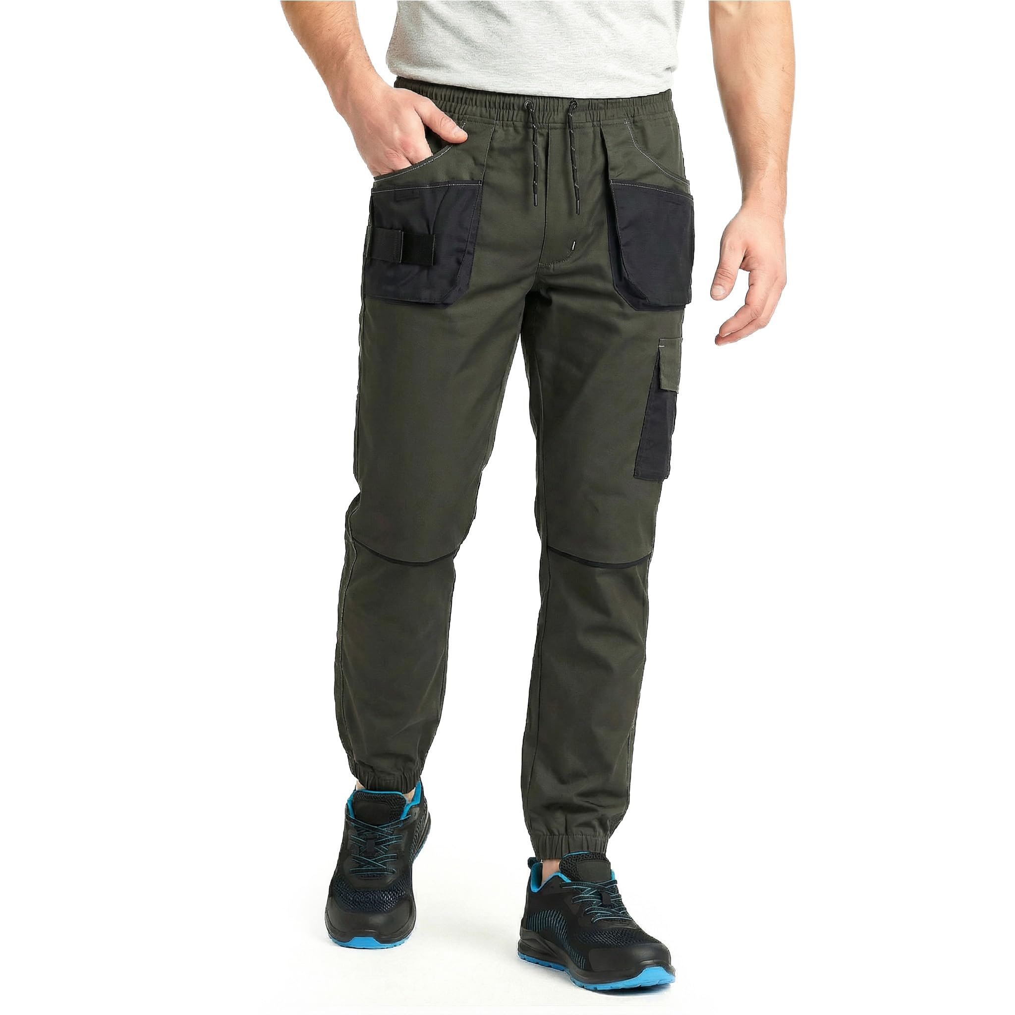 DINOZAVR Revolt Sport Pantaloni da Uomo - Pantaloni da Lavoro da Uomo - Pantaloni da Uomo Elastici con Tasche multifunzionali