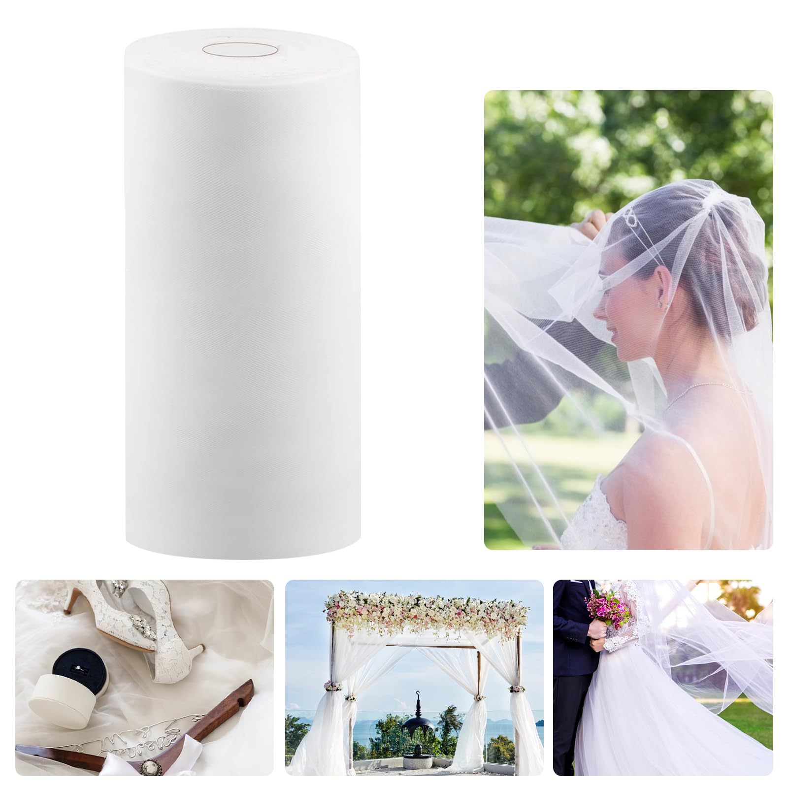 Rotolo Tulle Bianco 30cm X 91.5m - Per Decorazioni Fai Da Te E Matrimoni! - Foto 11