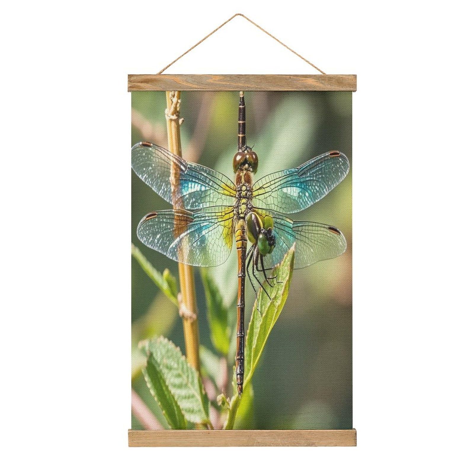FekiLoot Colorful Dragonfly Wall Art Poster Hanger Frame Linen Wall Art Decor Vintage Hanging Poster Hanging Wall Decor Rustic Retro Wall Art Print for Living Room Decor 20.4 X 13.1Inches