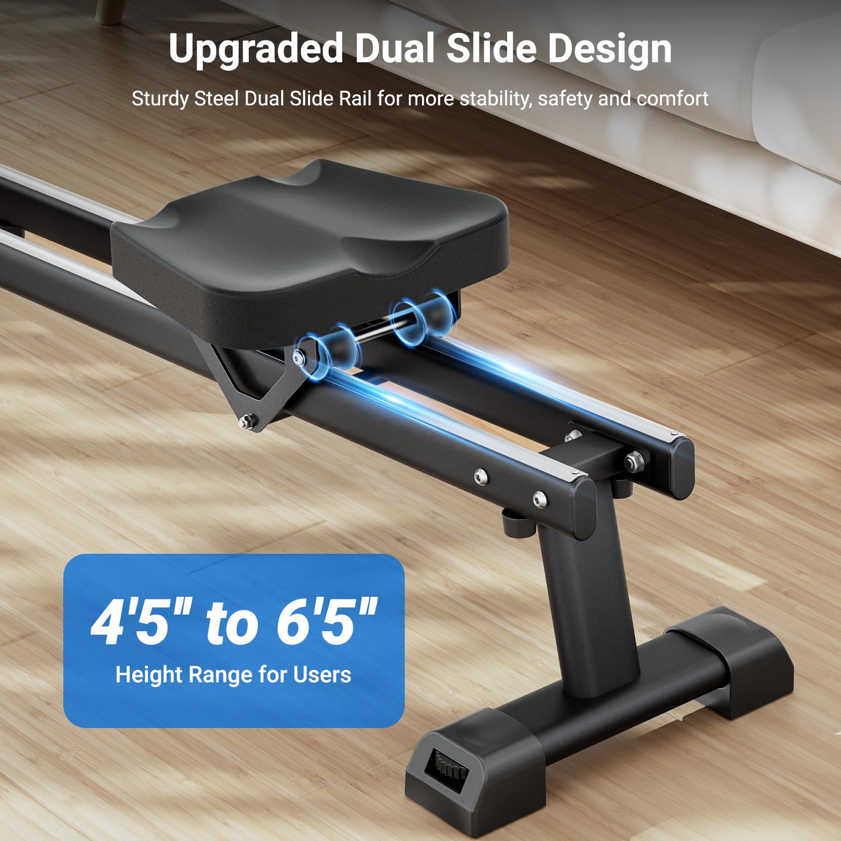 Dripex Rowing Machines for Home Use, Rowing Machine Magnetic Rower, 16 Levels of Workout Resistance, Max 350 LBS, Dual Slide Rail, Bluetooth App Compatible, LCD Monitor, Row Machine for Gym Exercise