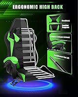 Vista 55 de Gaming Chair with RGB LED Lights, High Back Ergonomic Computer Gamer Chair with Headrest and Lumbar Support, Racing Style Reclining Game Chair for